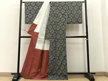 平和屋着物■上質な紬　花菱文　正絹　逸品　未使用　BAAX6685hj