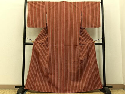 平和屋着物■上質な紬　縞　正絹　逸品　未使用　BAAX6686hj