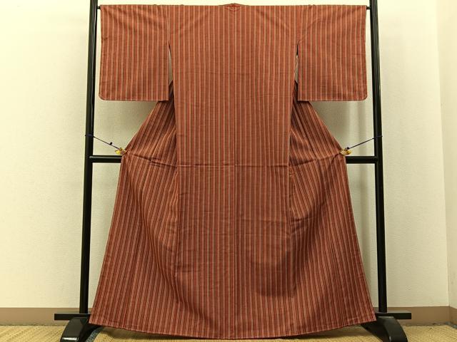 平和屋着物■上質な紬　縞　正絹　逸品　未使用　BAAX6686hj
