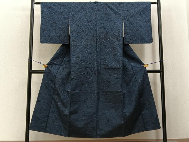 平和屋着物■上質な紬　草葉文　正絹　逸品　未使用　BAAX6688hj