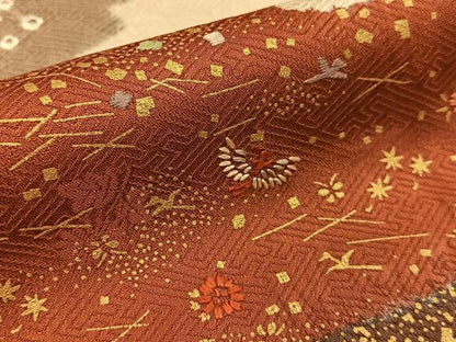 平和屋着物■訪問着　絞り　刺繍　雲重ね花鳥文　金彩　正絹　逸品　BAAX6689hj
