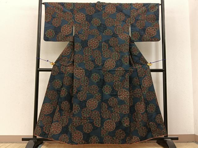 平和屋着物■上質な紬　正倉院花文　正絹　逸品　BAAX6693hj