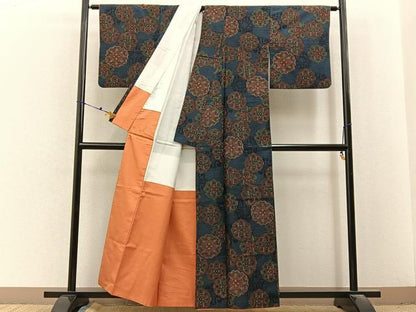 平和屋着物■上質な紬　正倉院花文　正絹　逸品　BAAX6693hj