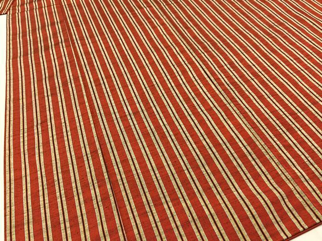 平和屋着物■上質な紬　縞　正絹　逸品　BAAX6694hj