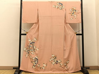 平和屋着物■訪問着　友禅　几帳枝花文　正絹　逸品　BAAX6696hj