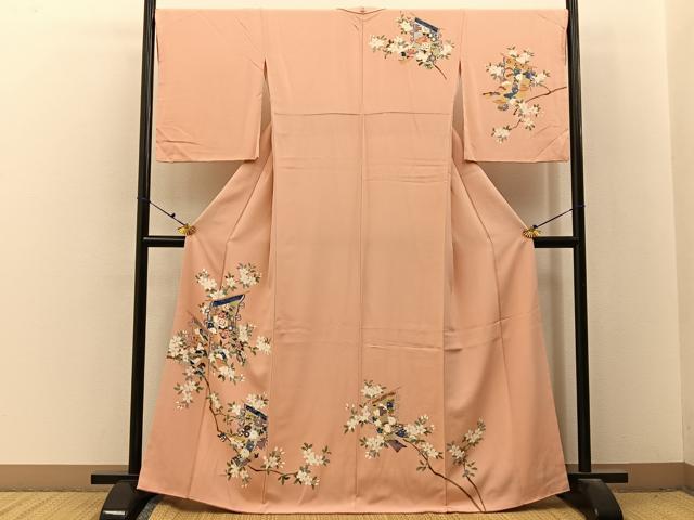 平和屋着物■訪問着　友禅　几帳枝花文　正絹　逸品　BAAX6696hj