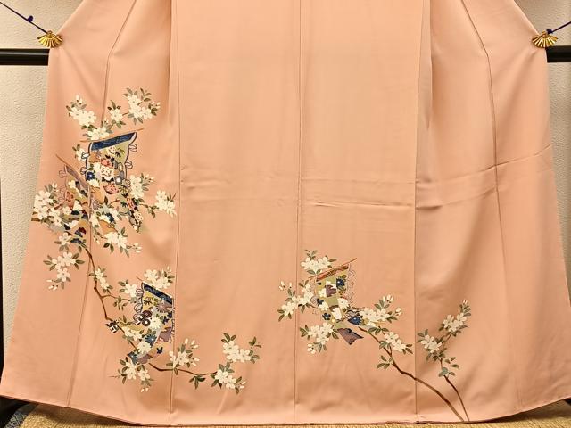 平和屋着物■訪問着　友禅　几帳枝花文　正絹　逸品　BAAX6696hj