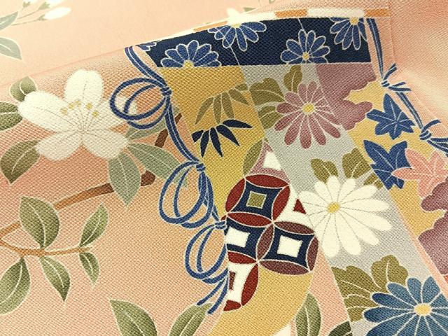 平和屋着物■訪問着　友禅　几帳枝花文　正絹　逸品　BAAX6696hj