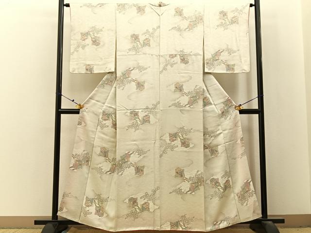 平和屋着物■上質な小紋　御所車文　正絹　逸品　BAAX6697hj