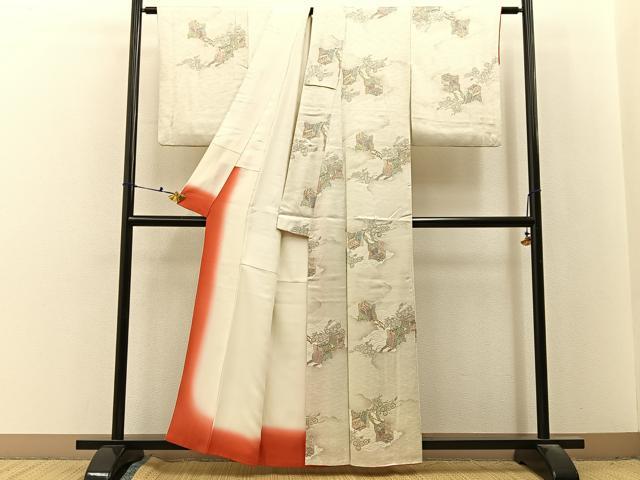 平和屋着物■上質な小紋　御所車文　正絹　逸品　BAAX6697hj