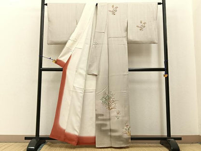 平和屋着物■訪問着　エ霞草花文　金彩　正絹　逸品　BAAX6700hj