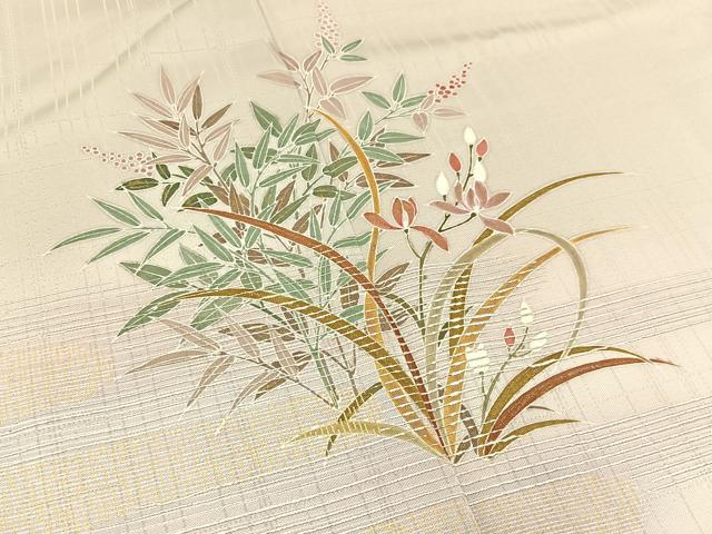 平和屋着物■訪問着　エ霞草花文　金彩　正絹　逸品　BAAX6700hj