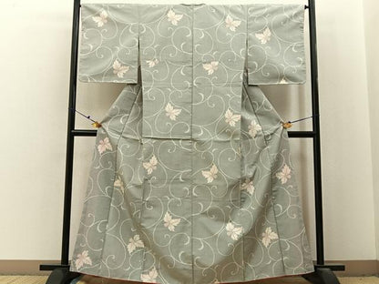 平和屋着物■上質な紬　桐唐草文　正絹　逸品　未使用　BAAX6701hj