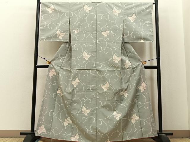 平和屋着物■上質な紬　桐唐草文　正絹　逸品　未使用　BAAX6701hj