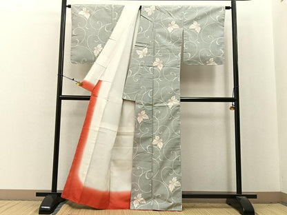 平和屋着物■上質な紬　桐唐草文　正絹　逸品　未使用　BAAX6701hj