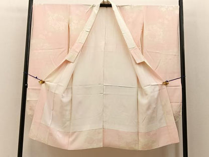 平和屋着物■振袖用長襦袢　袷　草花地紋　暈し染め　正絹　逸品　BAAX6704hj