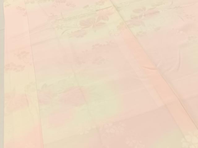 平和屋着物■振袖用長襦袢　袷　草花地紋　暈し染め　正絹　逸品　BAAX6704hj