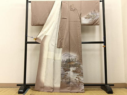 平和屋着物■訪問着　風景文　暈し染め　金彩　正絹　逸品　BAAX6706hj