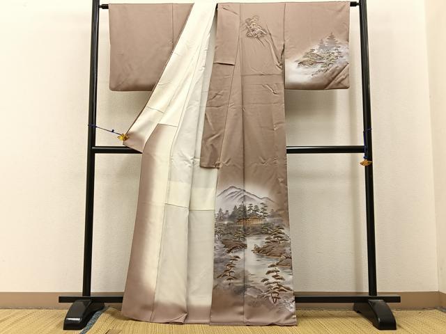 平和屋着物■訪問着　風景文　暈し染め　金彩　正絹　逸品　BAAX6706hj