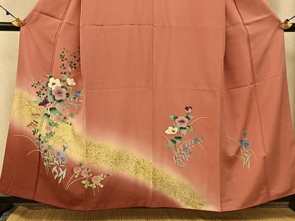 平和屋着物■訪問着　草花文　暈し染め　金彩　正絹　逸品　BAAX6711hj