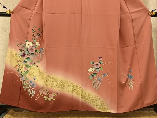 平和屋着物■訪問着　草花文　暈し染め　金彩　正絹　逸品　BAAX6711hj