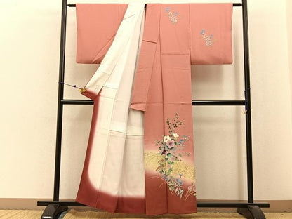 平和屋着物■訪問着　草花文　暈し染め　金彩　正絹　逸品　BAAX6711hj