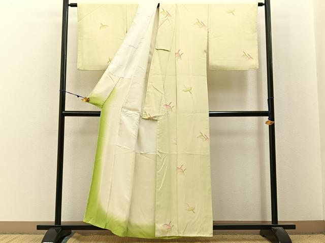 平和屋着物■上質な小紋　飛鶴文　暈し染め　正絹　逸品　BAAX6712hj