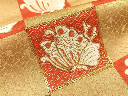 平和屋着物■上質な小紋　駒刺繍　蝶　金彩　正絹　逸品　BAAX6714hj