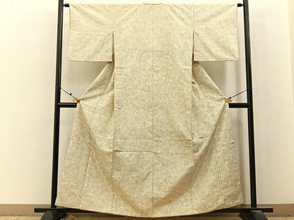 平和屋着物■上質な紬　草葉文　正絹　逸品　BAAX6717hj