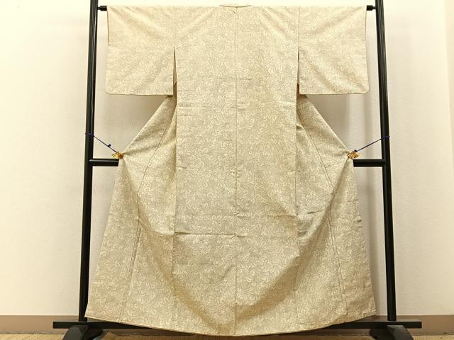 平和屋着物■上質な紬　草葉文　正絹　逸品　BAAX6717hj
