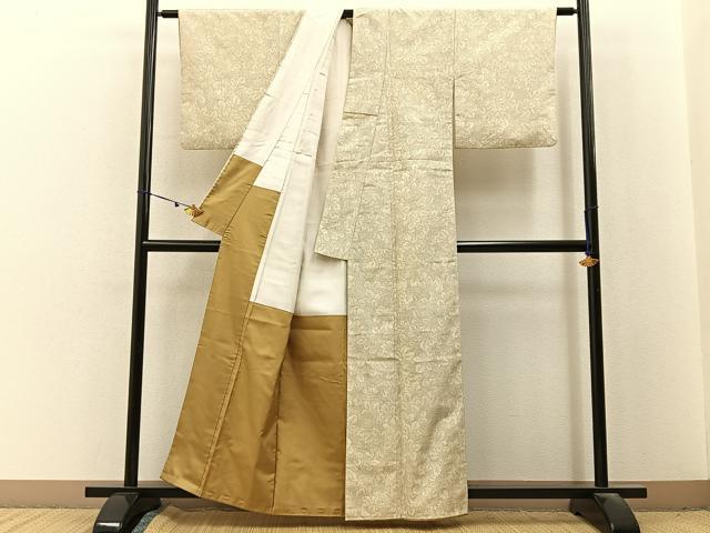 平和屋着物■上質な紬　草葉文　正絹　逸品　BAAX6717hj