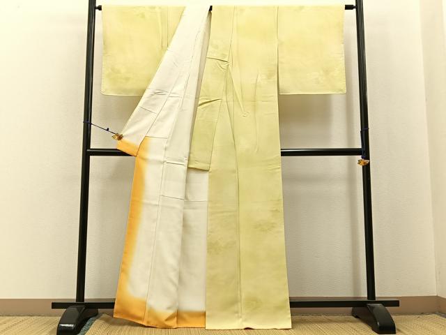 平和屋着物■上質な小紋　雲取扇面花地紋　暈し染め　正絹　逸品　未使用　BAAX6718hj