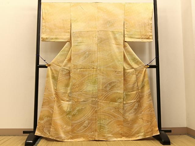 平和屋着物■上質な小紋　流水文　暈し染め　正絹　逸品　BAAX6719hj