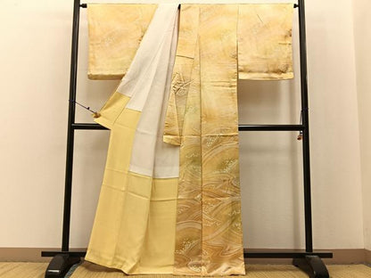 平和屋着物■上質な小紋　流水文　暈し染め　正絹　逸品　BAAX6719hj