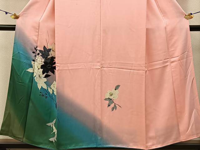 平和屋着物■訪問着　手描き　花蝶文　暈し染め　正絹　逸品　BAAX6721hj