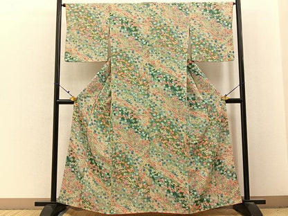 平和屋着物■上質な小紋　枝花文　暈し染め　正絹　逸品　BAAX6725hj