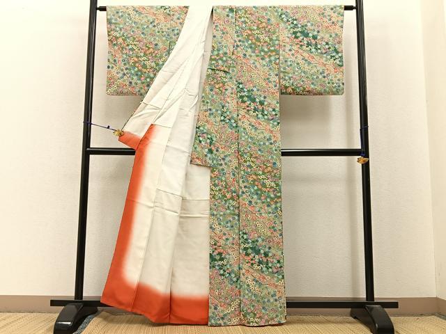 平和屋着物■上質な小紋　枝花文　暈し染め　正絹　逸品　BAAX6725hj