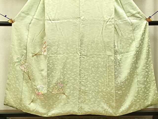 平和屋着物■訪問着　総刺繍　扇面花文　金銀糸　正絹　逸品　BAAX6726hj