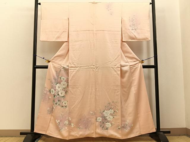 平和屋着物■訪問着　手描き　草花文　暈し染め　正絹　逸品　BAAX6728hj