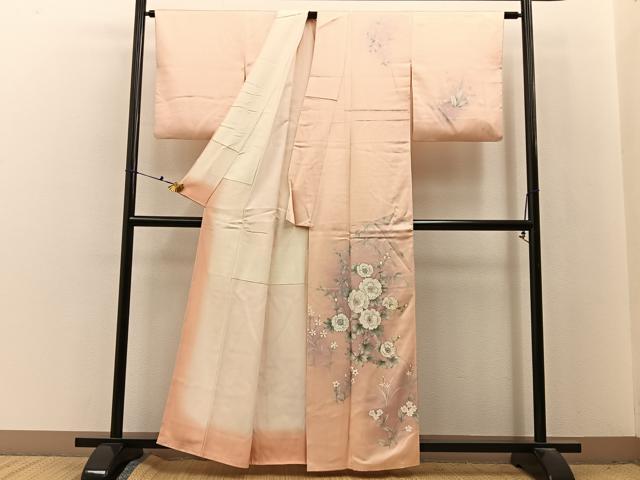平和屋着物■訪問着　手描き　草花文　暈し染め　正絹　逸品　BAAX6728hj