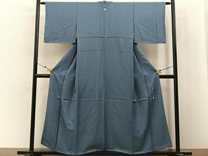 平和屋着物■本草木染作家　瑞寶　色無地　紋意匠　藍鼠色　正絹　逸品　未使用　BAAX6730hj