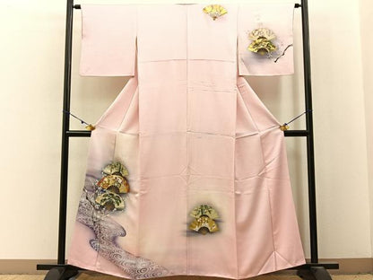 平和屋着物■訪問着　松竹梅　扇面花車文　暈し染め　金彩　正絹　逸品　BAAX6731hj