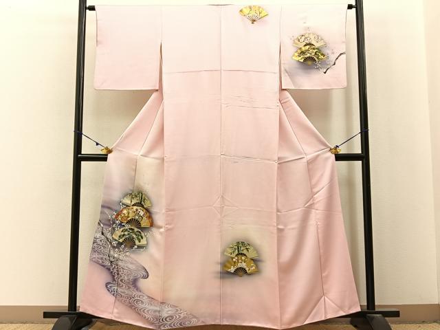 平和屋着物■訪問着　松竹梅　扇面花車文　暈し染め　金彩　正絹　逸品　BAAX6731hj