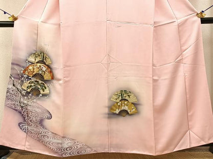 平和屋着物■訪問着　松竹梅　扇面花車文　暈し染め　金彩　正絹　逸品　BAAX6731hj