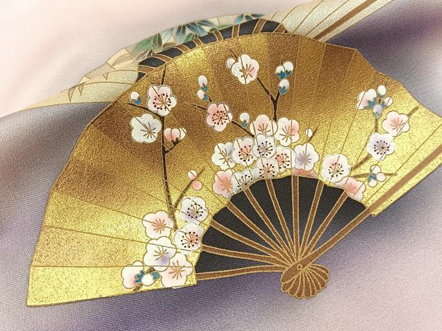 平和屋着物■訪問着　松竹梅　扇面花車文　暈し染め　金彩　正絹　逸品　BAAX6731hj