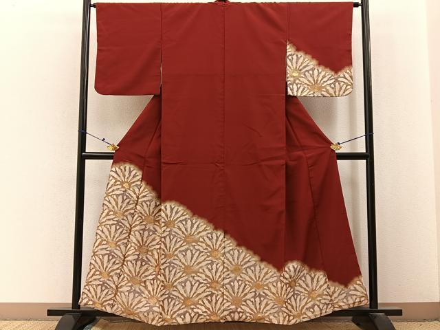 平和屋着物■訪問着　寿光織　菊青海波　金糸　正絹　逸品　BAAX6734hj