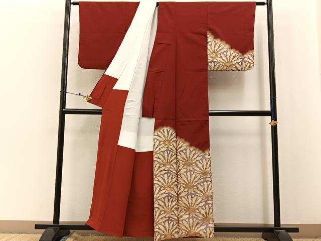 平和屋着物■訪問着　寿光織　菊青海波　金糸　正絹　逸品　BAAX6734hj