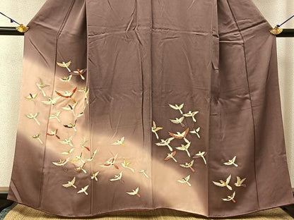平和屋着物■訪問着　刺繍　飛鳥文　暈し染め　金糸　正絹　逸品　BAAX6735hj