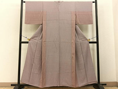 平和屋着物■上質な小紋　横縞　正絹　逸品　BAAX6737hj