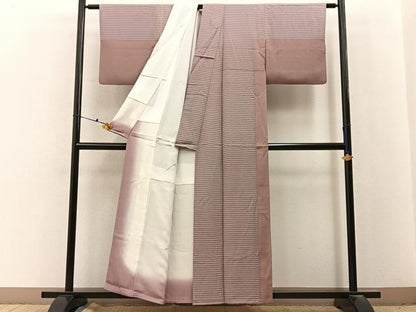 平和屋着物■上質な小紋　横縞　正絹　逸品　BAAX6737hj